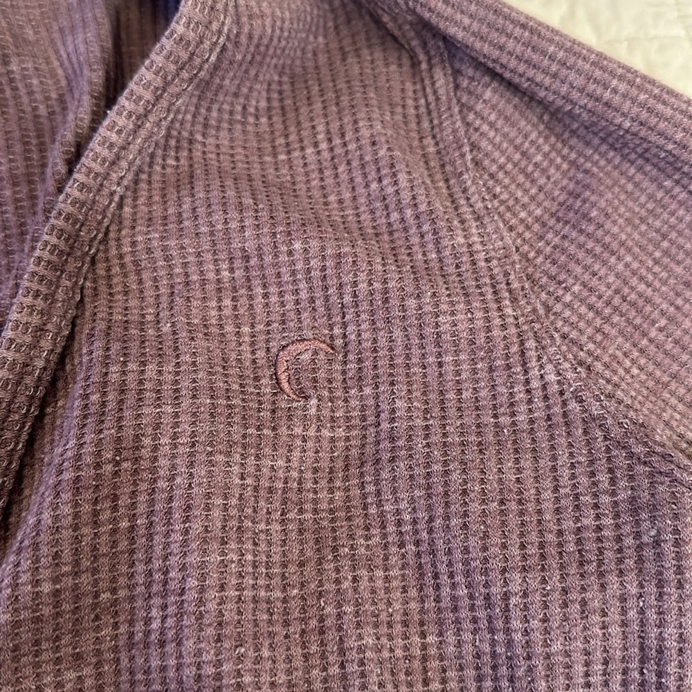 ZYIA Active Don't Wake Me Lilac Thermal Henley Long Sleeve Knit Top Women's S - Picture 5 of 5